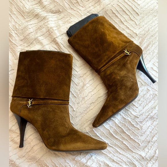 Saint Laurent Shoes - SAINT LAURENT Niki 90 suede  ankle boots. Size 7/ 37. NEW W/box, dust bags